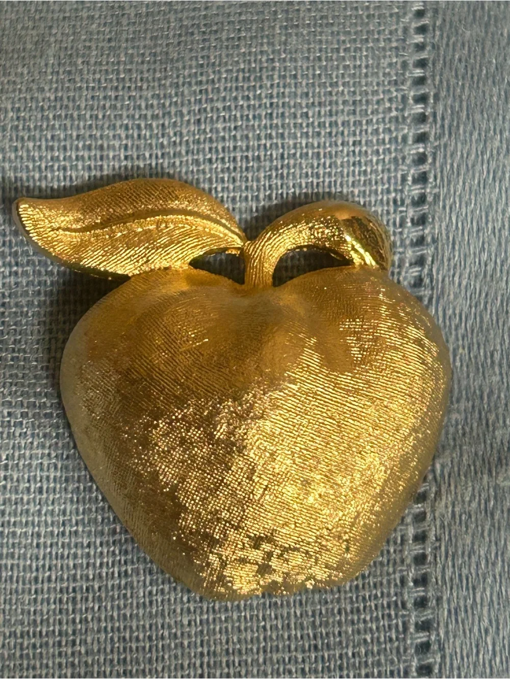 Gold Tone Apple Brooch, teapot brooch and floral brooch -  Teacher core
